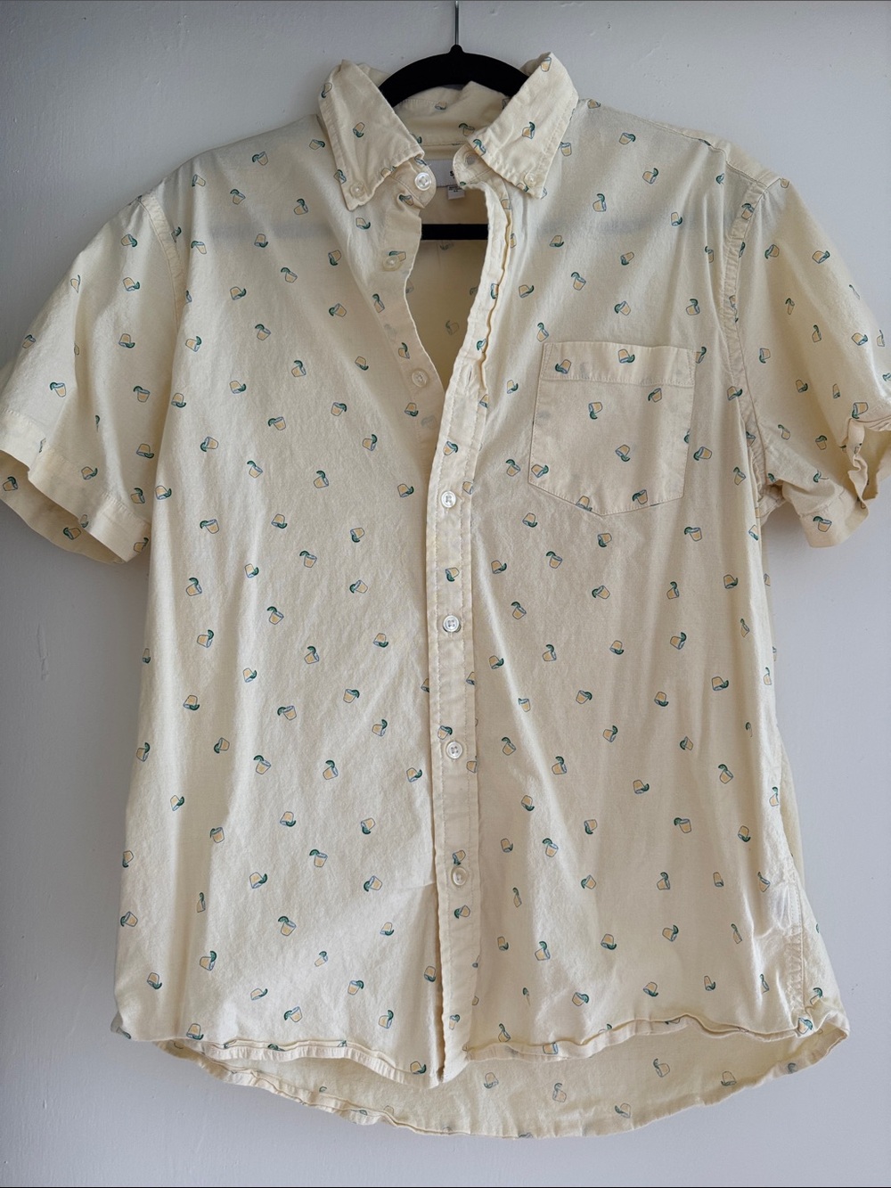 Sonoma Butter Yellow Short Sleeve Button-Down with Margarita Print